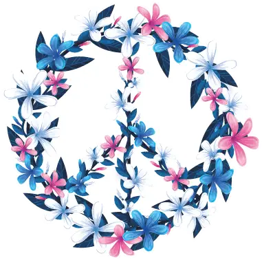 Sticker peace and love fleur