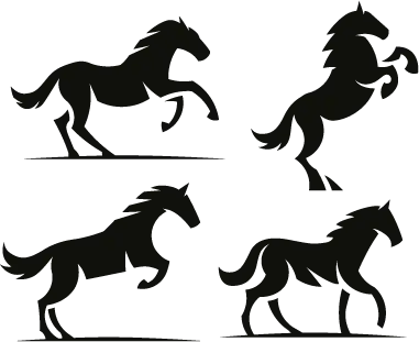 Autocollant 4 Silhouettes de chevaux