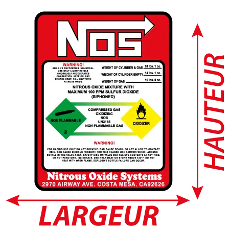 Détail Autocollant Etiquette NOS Nitrous Oxide Systems
