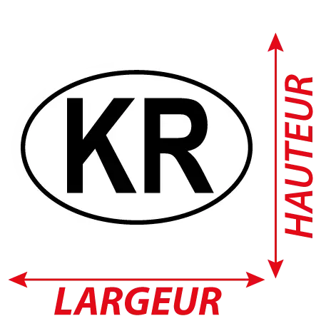 Détail Autocollant KR - Code Pays Corée du Sud