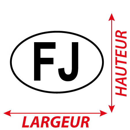 Détail Autocollant FJ - Code Pays Fidji