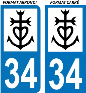 Autocollant Plaque 34 Hérault - croix camarguaise