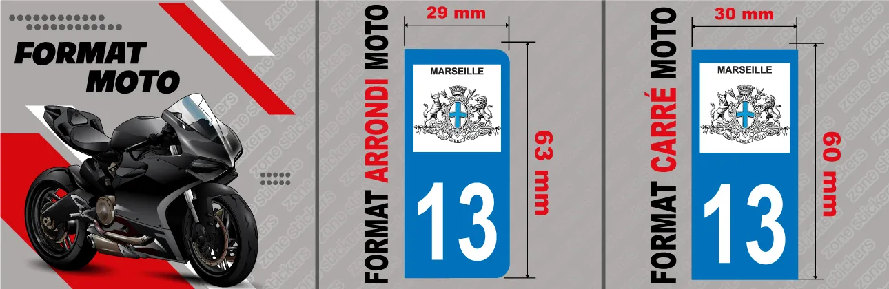 Détail Autocollant Plaque Marseille 13 moto