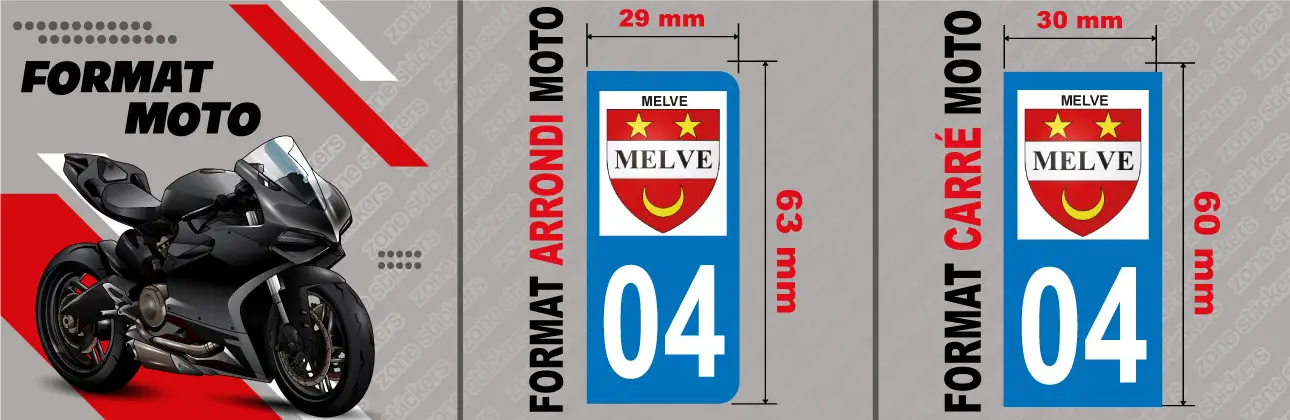 Détail Sticker Plaque Melve 04250 moto