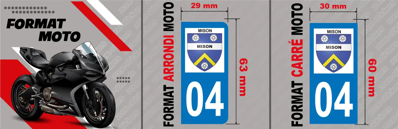 Détail Sticker Plaque Mison 04200 moto