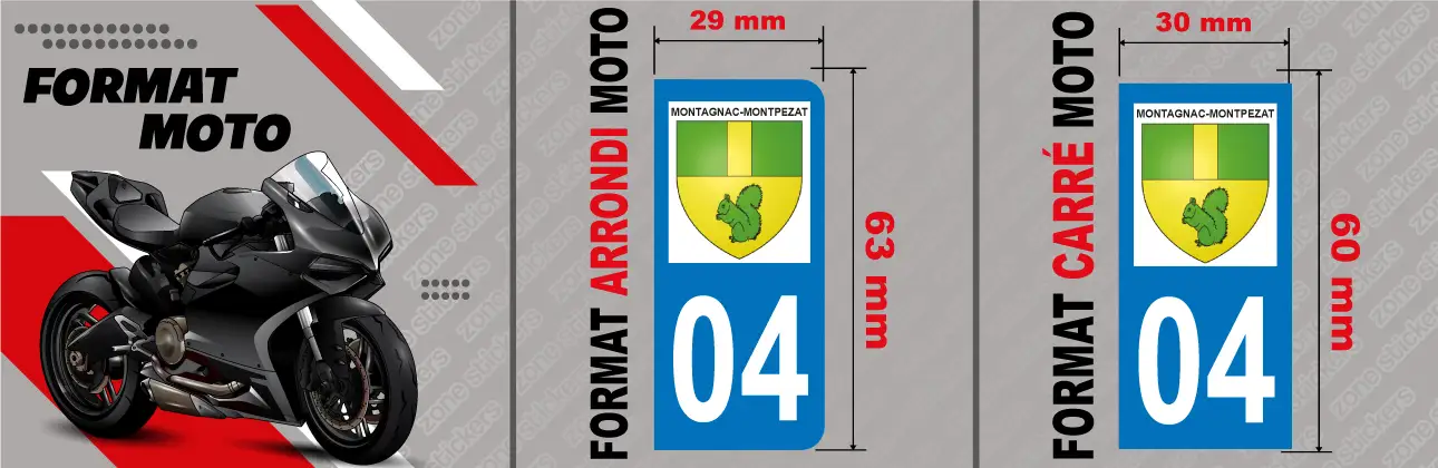 Détail Sticker Plaque Montagnac-Montpezat 04500 moto