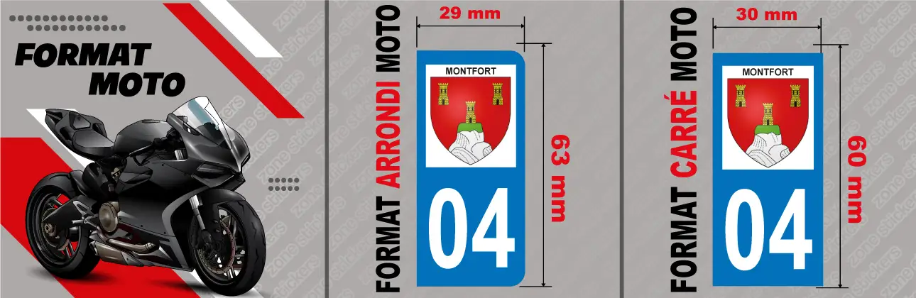 Détail Sticker Plaque Montfort 04600 moto