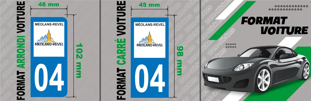 Détail Sticker Plaque Méolans-Revel 04340 voiture